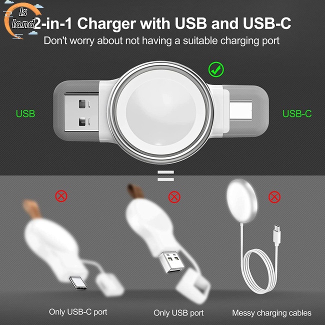 Đế Sạc Từ Tính 2 Trong 1 Giao Diện Usb A Usb C Tương Thích Với Iwatch
