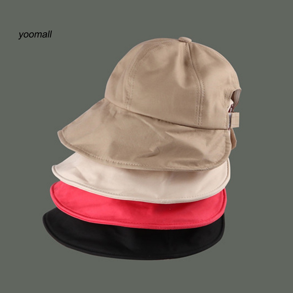 Nón Tai Bèo Đi Biển Vành Ngắn Lưng Gấp Gọn Màu Trơn Cho Nữ