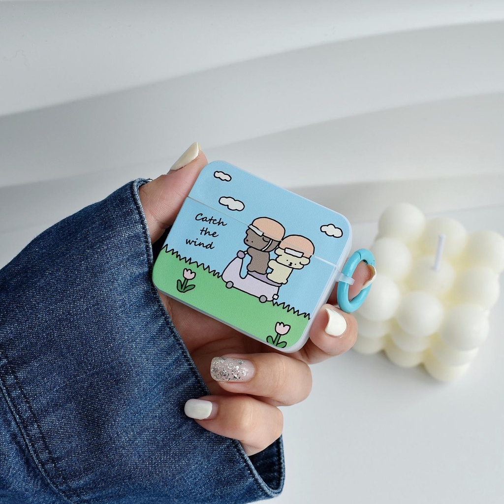 Vỏ Bảo Vệ Hộp Sạc Tai nghe không dây AirPods 1 2 GEN3 Pro2 2022 Bằng Silicon Tpu Mềm Hình Chú Cún Lái Xe Mô Tô