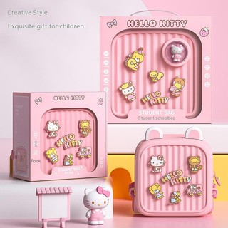 Ba lô du lịch trẻ em HelloKitty, túi đeo vai xe đẩy, họa tiết DIY, bảo vệ cột sống, ba lô giảm gánh, cặp học sinh, cặp học sinh
