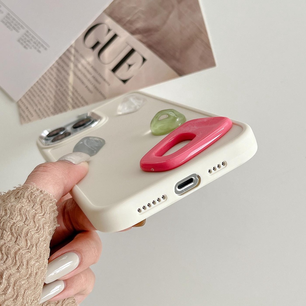 Ốp Điện Thoại Tpu Silicon Mềm Bảo Vệ Toàn Diện Họa Tiết Đá Quý 3D Cho iPhone 14 13 Pro Max 12 11