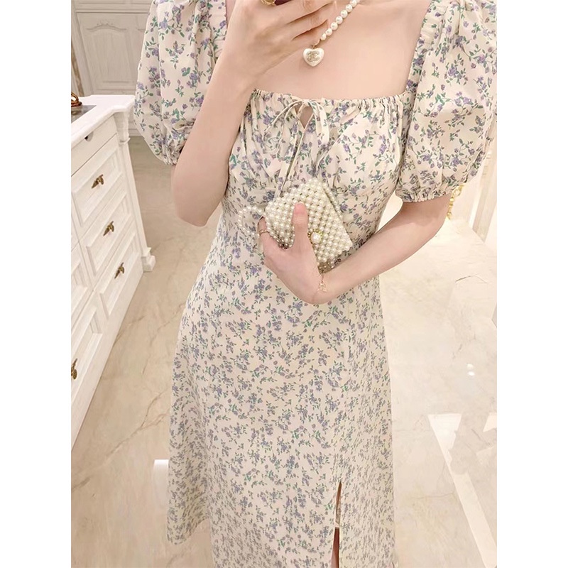 NRVP Đầm Dài Tay Ngắn In Hoa Độc Đáo Thời Trang Mùa Hè Hàn Quốc 2023 Dành Cho Bạn Nữ