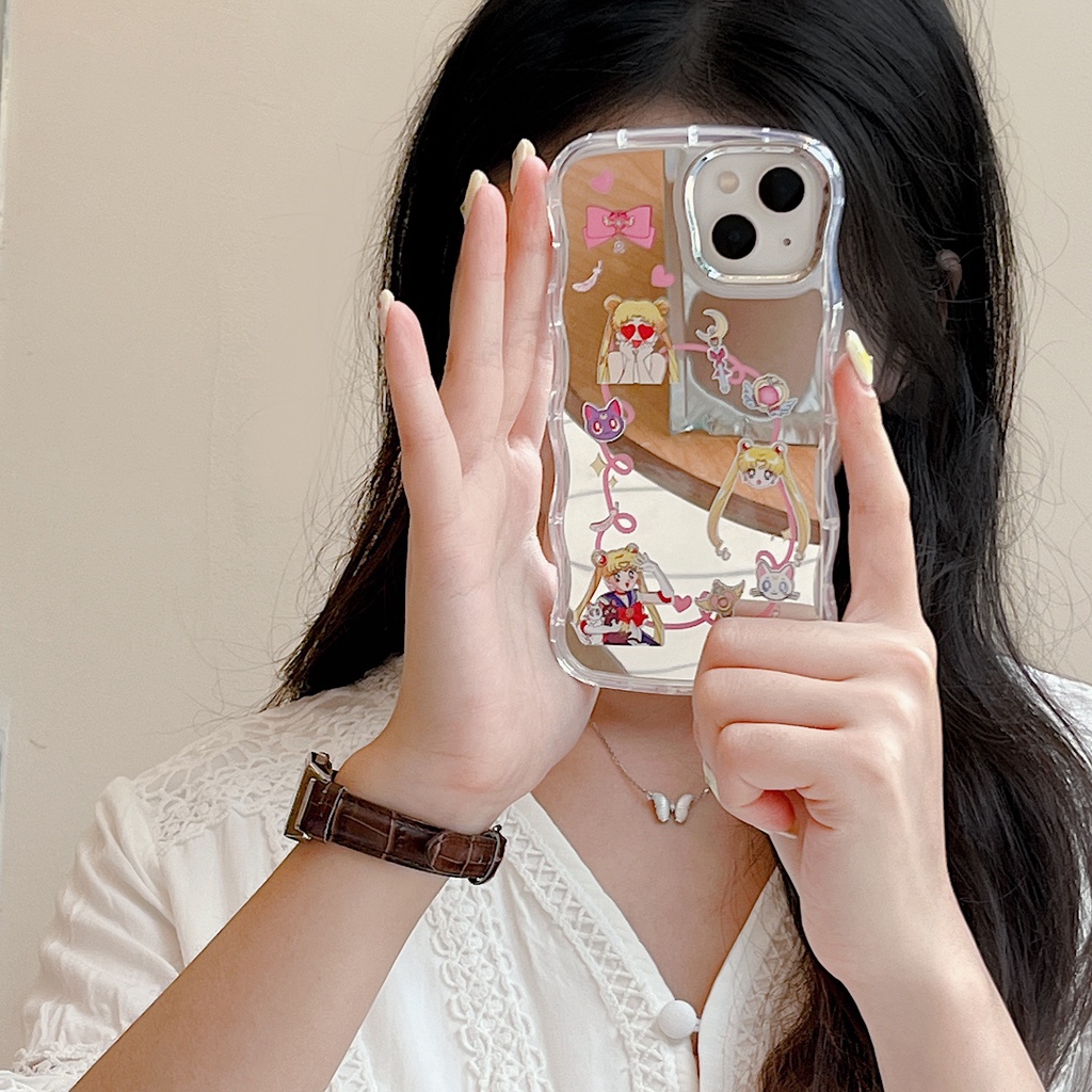 Ốp Điện Thoại TPU Mặt Gương In Hình Thủy Thủ Mặt Trăng Chống Sốc Cho IPhone 14 13 12 11 Pro Max