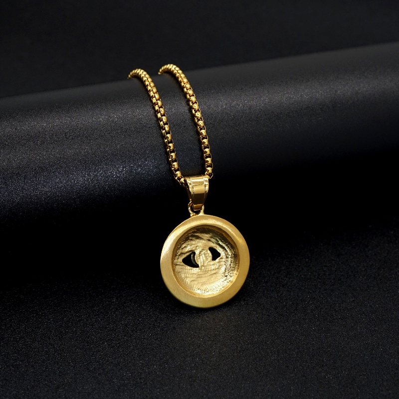 Vòng cổ Thép Titan Mặt Đá Quý Kim Cương Phong Cách Hip Hop Thời Trang Cho Nam