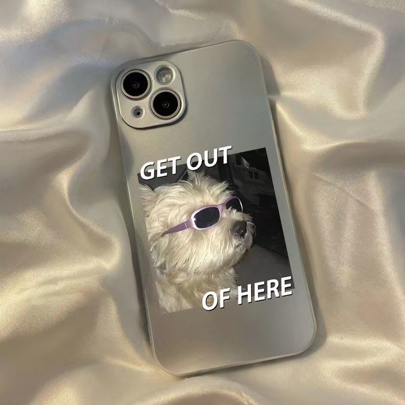 Ốp Điện Thoại Kính Viền TPU Dẻo Họa Tiết Chú Chó Đeo Kính Độc Đáo Cho IPhone 11 14 13 12 Pro XS Max XR X 8 + 7 6S Plus