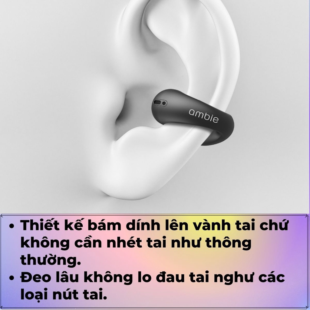 Ambie Tai Nghe Bluetooth Không Dây Truyền Âm Thanh Qua Xương Pin 5h Âm Thanh Siêu Cao Chống Thấm Nước IPX7 Piyoja