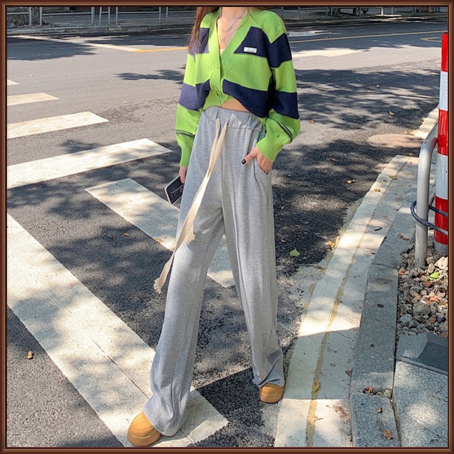 Quần ống rộng Lưng Cao Phối Dây Rút Thời Trang Cá Tính Cho Nữ