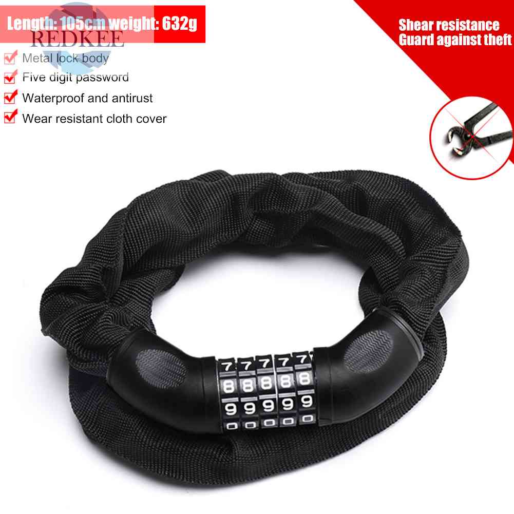 Dây Xích Khóa Xe Đạp / Xe Máy Kết Hợp Mật Khẩu 5 Chữ Số