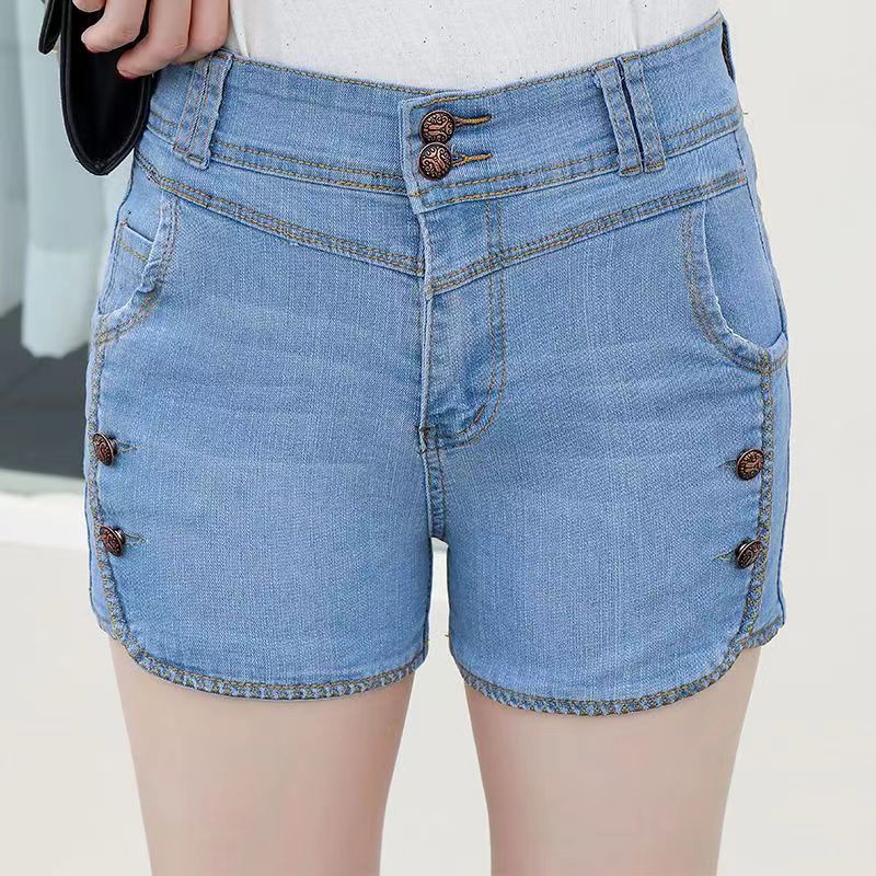 Quần Short Denim Lưng Cao Co Giãn Mẫu Mới 2023 Thời Trang Mùa Hè Cho Nữ