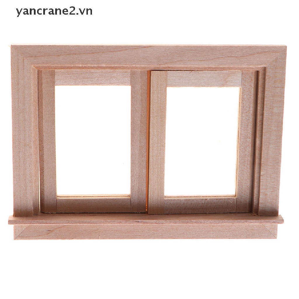 Mô Hình Cửa Sổ 2 Pane DIY Bằng Gỗ Tỉ Lệ 1 / 12 Trang Trí Nhà Búp Bê {yancrane2.vn