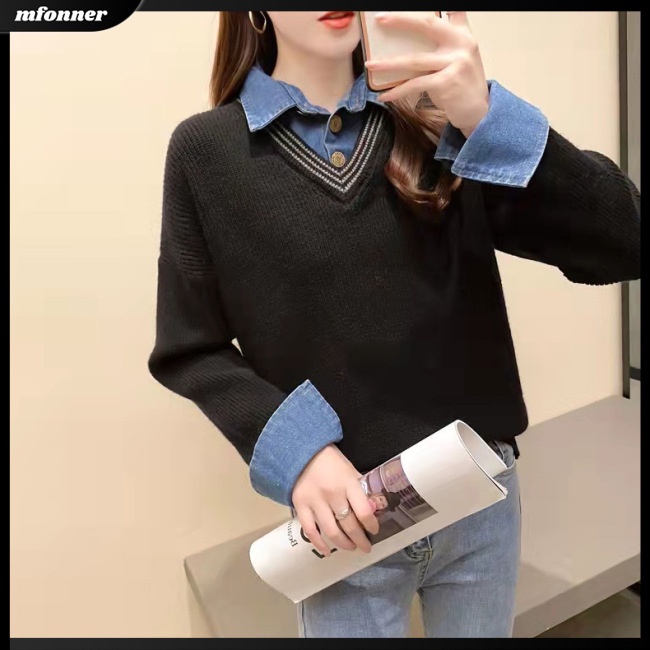 Áo Sweater Dệt Kim Tay Dài Dáng Rộng Thời Trang Cho Nữ