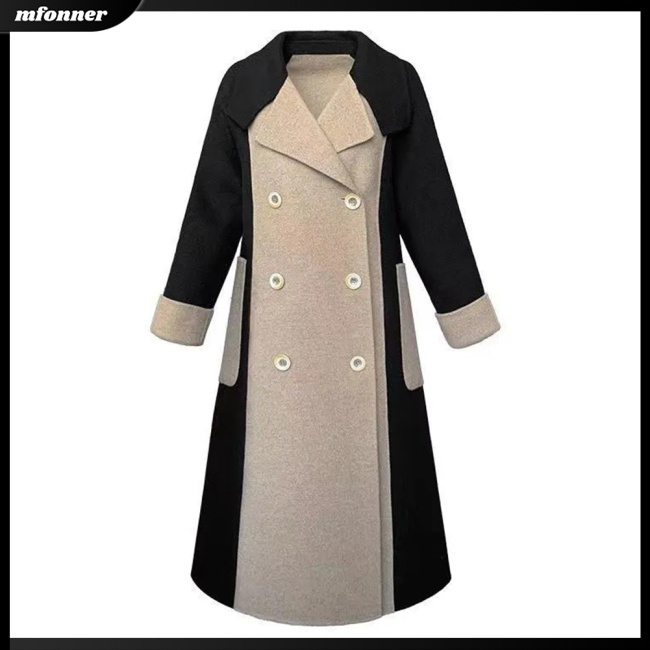 Áo Khoác Tay Dài Cỡ Lớn Màu Sắc Tương Phản Thời Trang Sang Trọng Cho Nữ