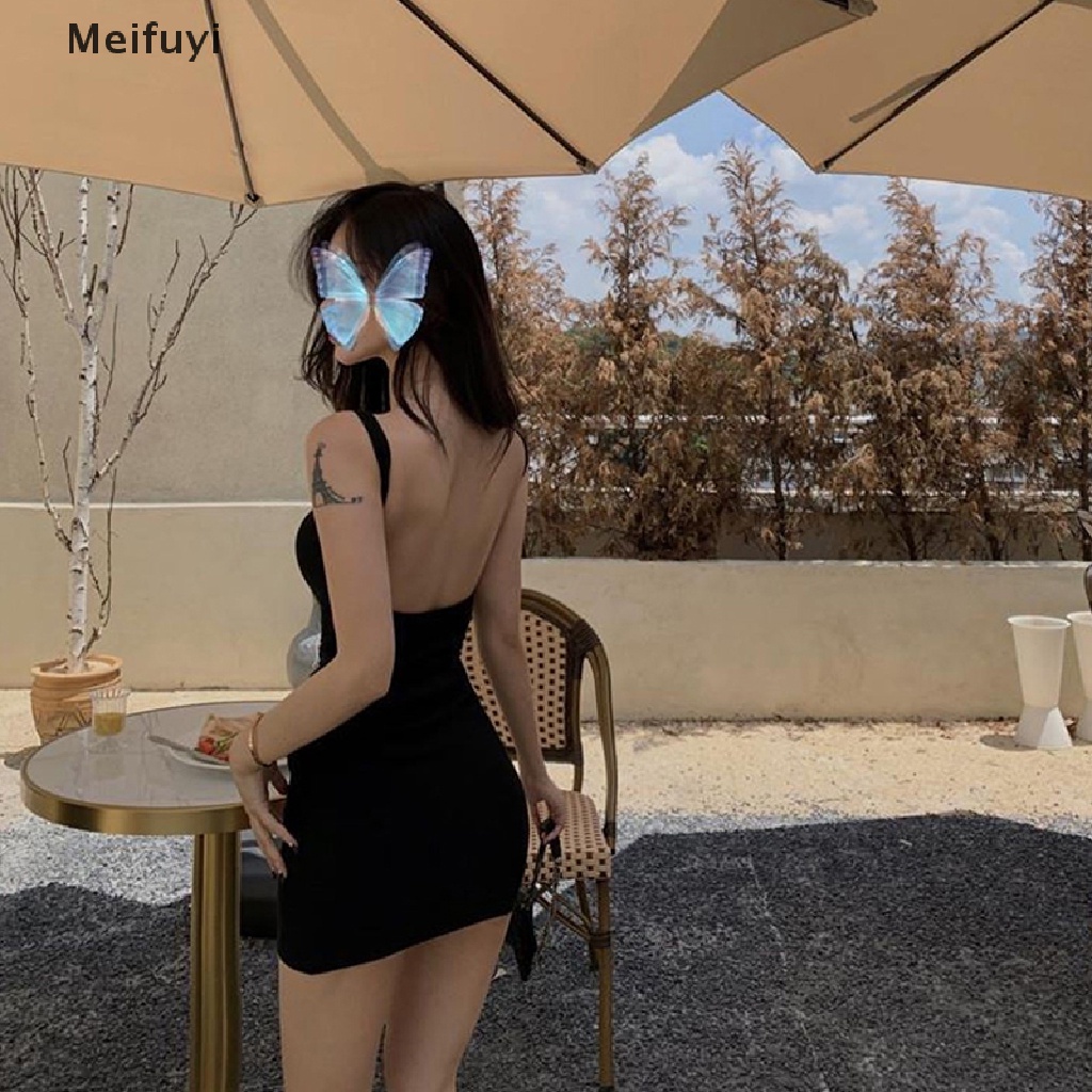 Đầm Hai Dây Hở Lưng Màu Trơn Phong Cách Vintage Thời Trang Mùa Hè Quyến Rũ Cho Nữ