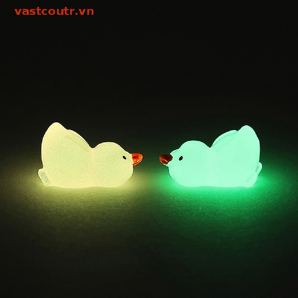 Set 10 Vịt Con Bằng Nhựa Phát Sáng Trong Tối Trang Trí Tiểu Cảnh DIY