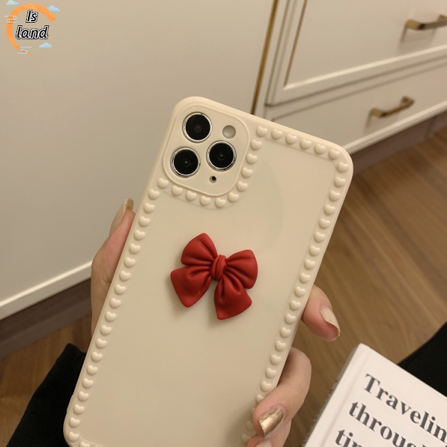 [IS] Ốp Điện Thoại Ba Chiều Mềm Đính Nơ Trang Trí Bảo Vệ Toàn Diện Cho Iphone12