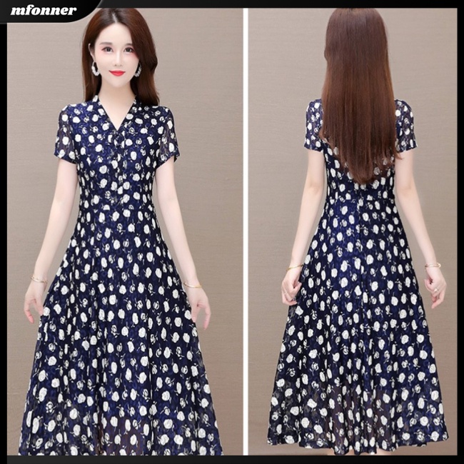 Đầm Chữ A Cổ Chữ V Ôm Eo Bằng Lụa Mát Thời Trang Mùa Hè Dành Cho Nữ