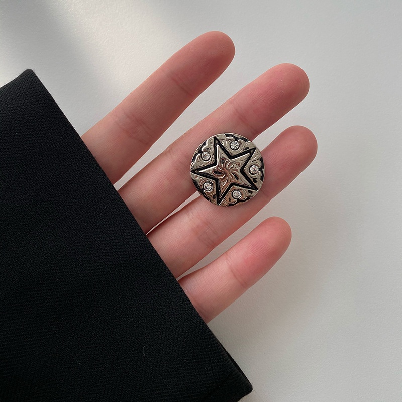 Set 5 Nút Áo Kim Loại Hình Ngôi Sao 18 / 23 / 25mm