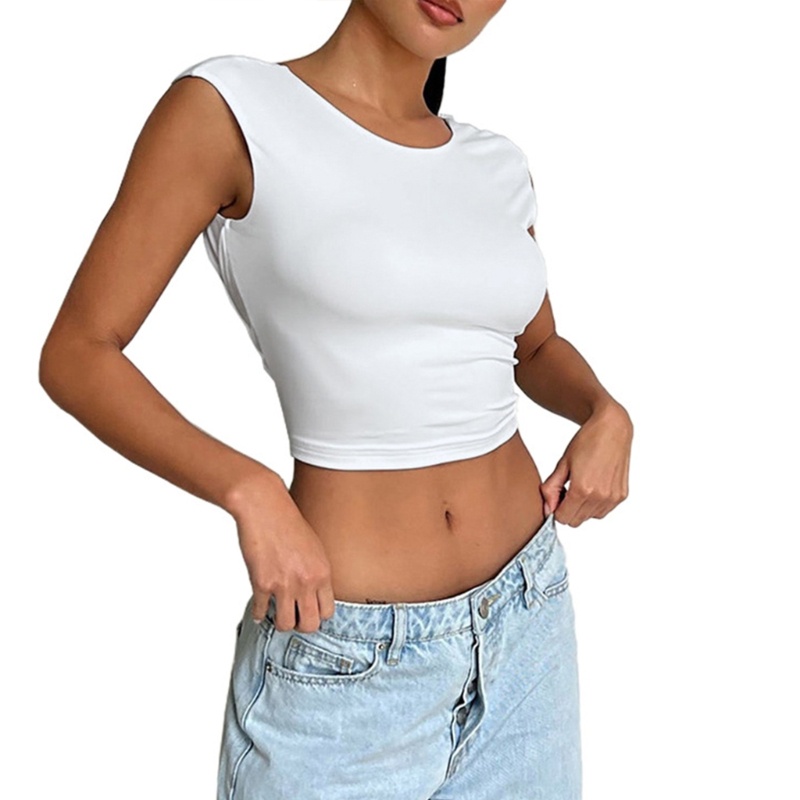 Áo Croptop Sát Nách Hở Lưng Màu Trơn Dáng Ôm Gợi Cảm Cho Nữ