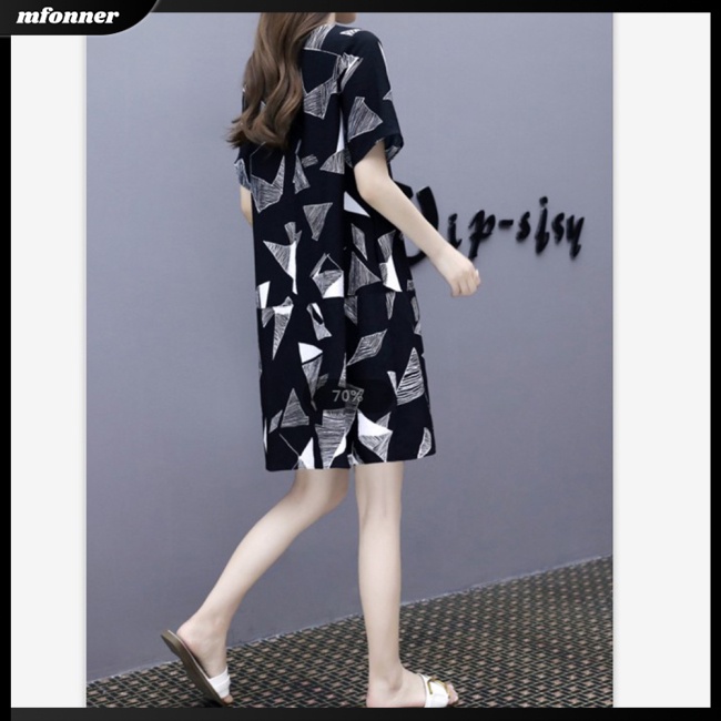 Đầm Dài Cổ Tròn Dáng Rộng Che Bụng Thời Trang Cho Nữ