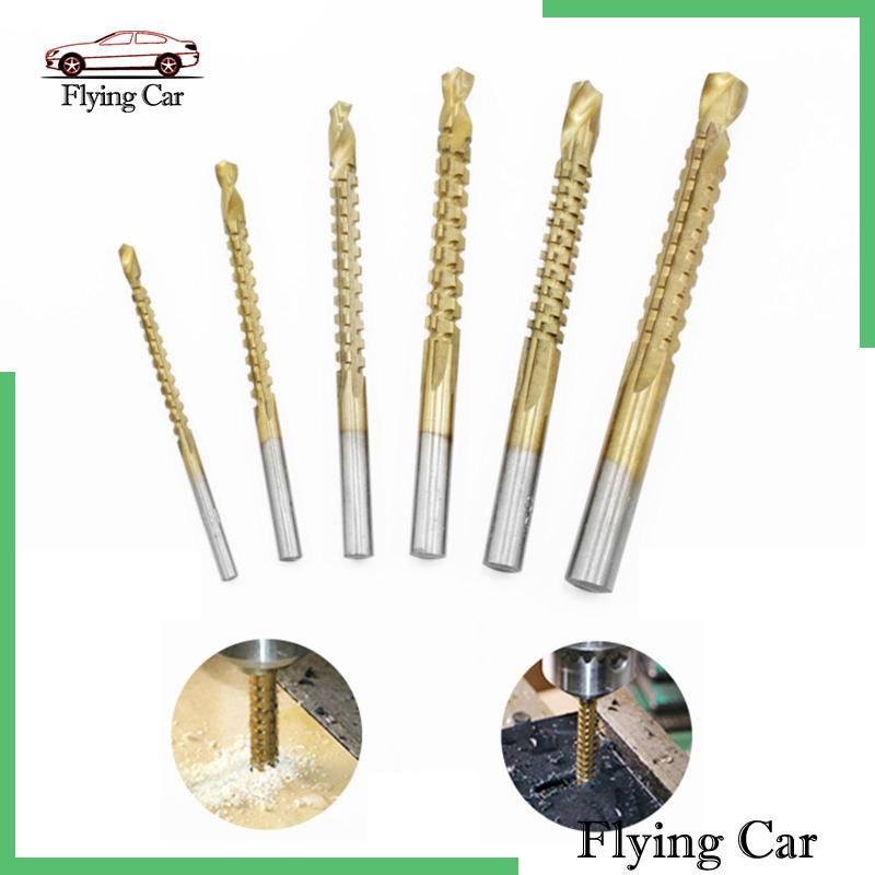 Set 6 Mũi Khoan Xoắn Bằng Thép HSS Cho Vật Liệu Gỗ / Đồng / Thủy Tinh