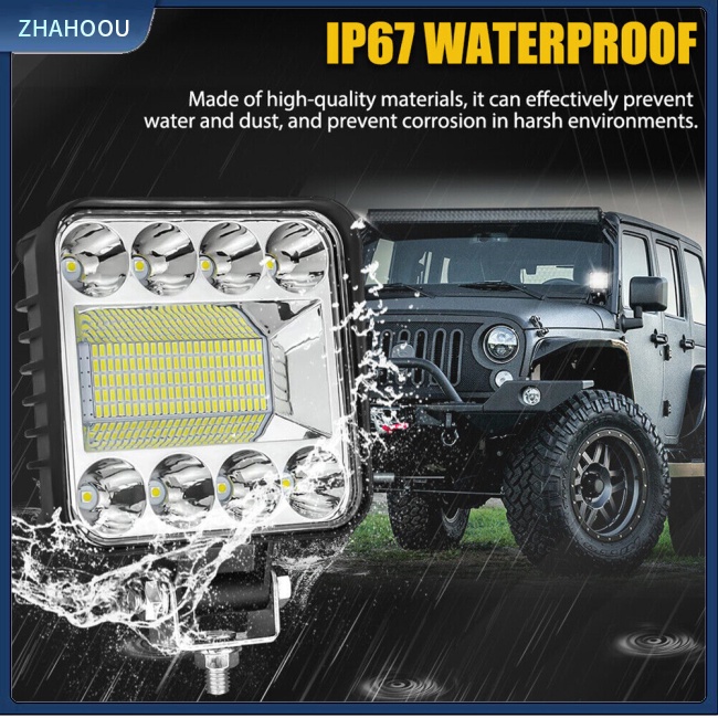 ☃Nhà Cửa☃ Set 2 Đèn Pha Led Vuông 4 Inch 128led 6500k Chuyên Dụng Cho Xe Hơi Địa Hình