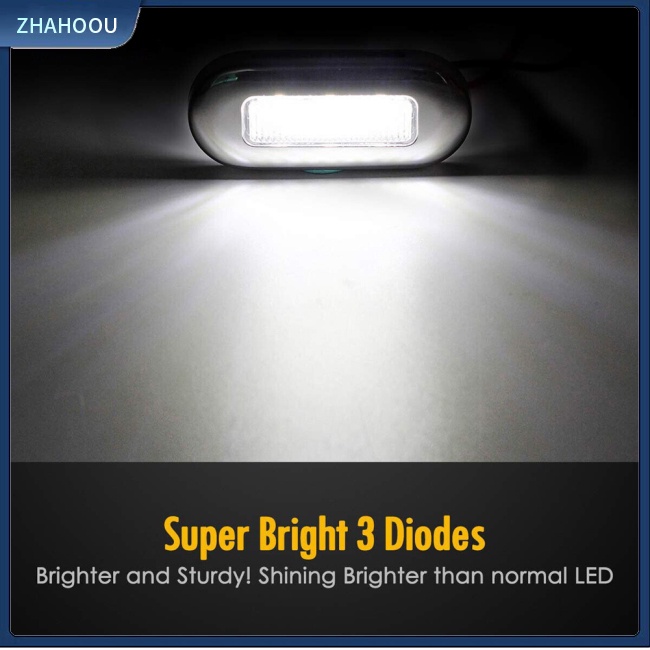 ☃Nhà Cửa☃ Set 4 Đèn 3led 12v Khung Inox Cho Tàu Thuyền / Xe Mô Tô