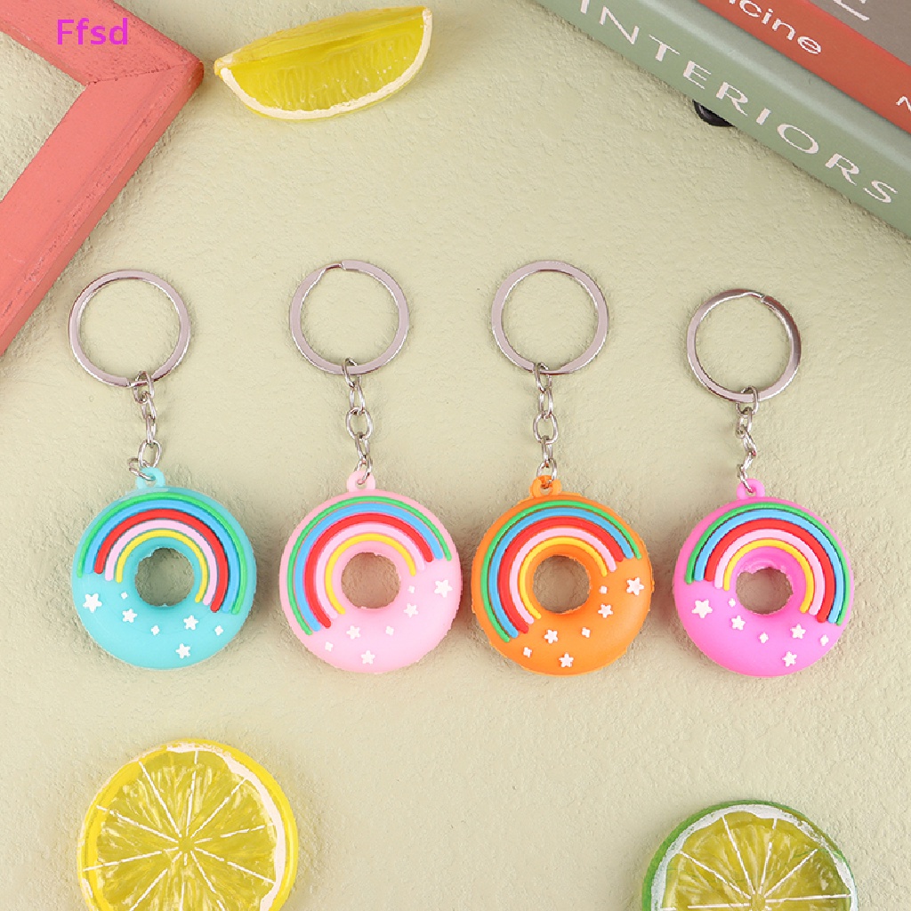 {Ffsd} Móc Khóa Trang Trí Túi Xách Hình Bánh Donut Hoạt Hình Ngọt Ngào
