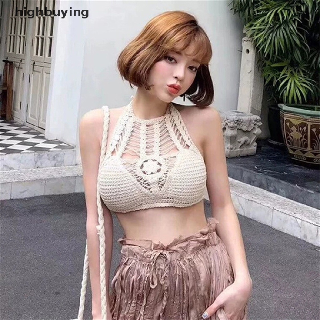 Hbvn Belle Áo Ngực Dệt Kim Khoét Rỗng Phong Cách Bohemian Đi Biển Modish