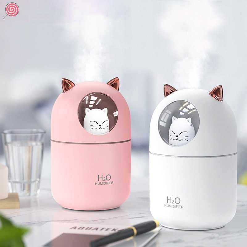 Máy phun sương mini tạo độ ẩm không khí hình mèo dễ thương dung tích 300ml HSU