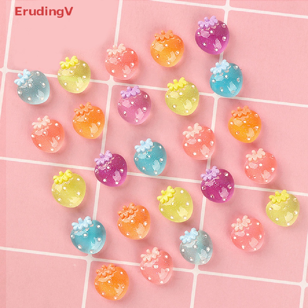 Set 5 Quả Dâu Mini Bằng Nhựa Phát Quang 3D Trang Trí Móng Tay DIY