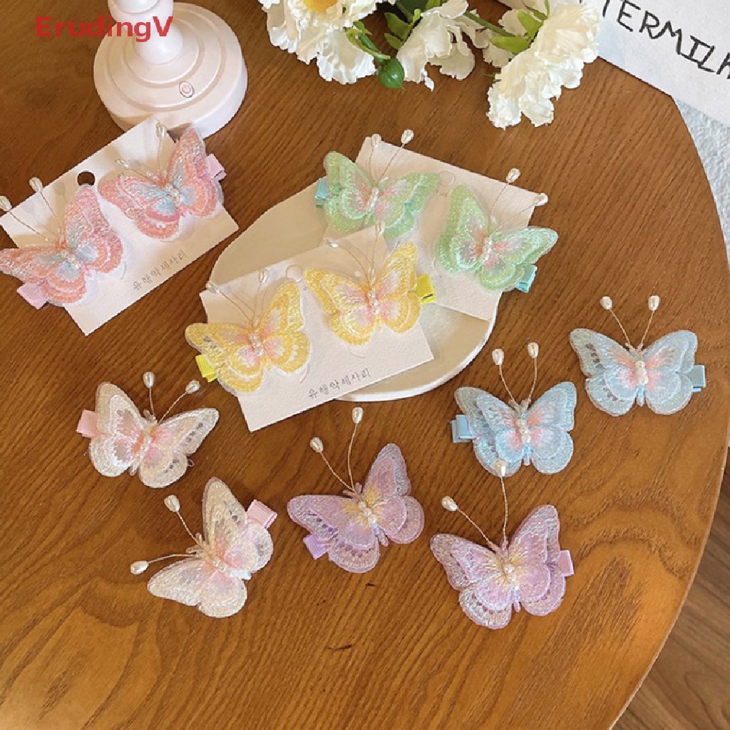 [ErudingV] Kẹp Tóc Ba Chiều Thêu Hình Bướm Dễ Thương Cho Bé [Mới]