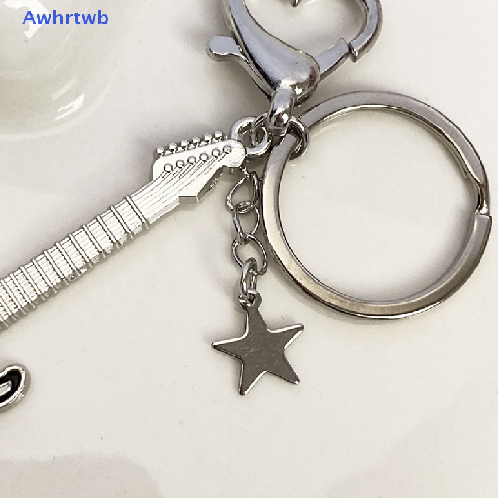 Móc Khóa Hình Đàn Ghita Awhrtwb Y2k Đen Trắng Phong Cách Vintage Mới