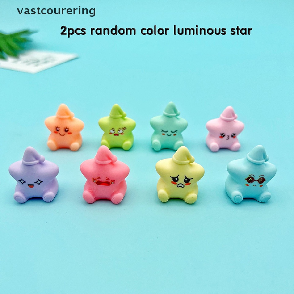 Bộ 2 Đồ trang trí Ngôi Sao Hoạt Hình Bằng Nhựa Resin Phát Sáng Dùng Trang Trí Tiểu Cảnh / Xe