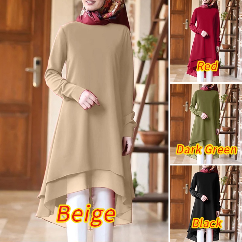 Zanzea Áo Thun Dài Tay Phong Cách Đường Phố Hồi Giáo Cho Nữ