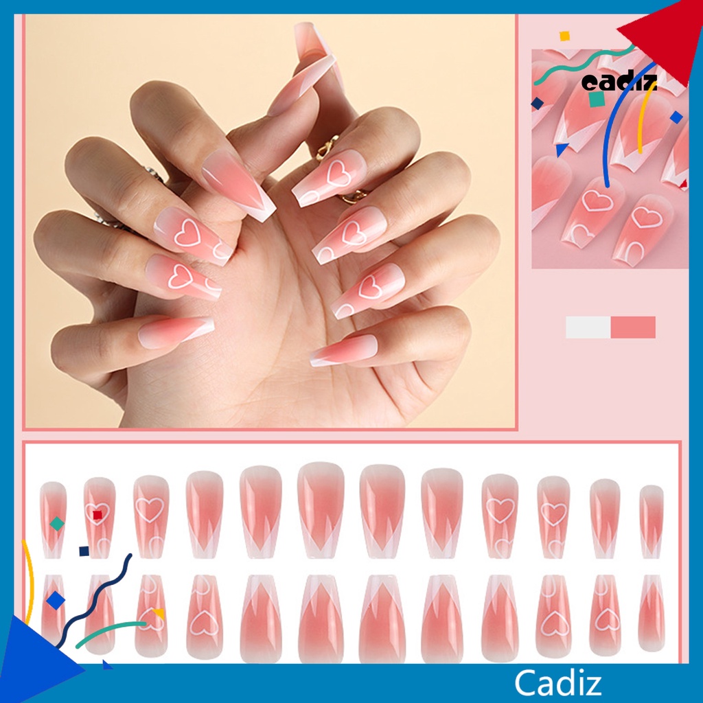 Hộp 24 Móng Tay Giả Hình Chữ T Bằng Nhựa ABS Có Thể Tháo Rời