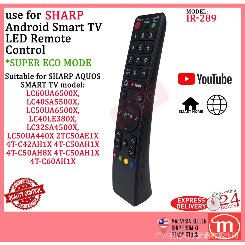 Điều Khiển Từ Xa Cho Ti Vi Thông Minh Sharp Aquos IR-289
