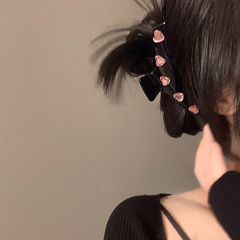 Kẹp Tóc Hình Trái Tim Bằng Acrylic Màu Đen Ngọt Ngào Thời Trang Hàn Quốc Cho Nữ