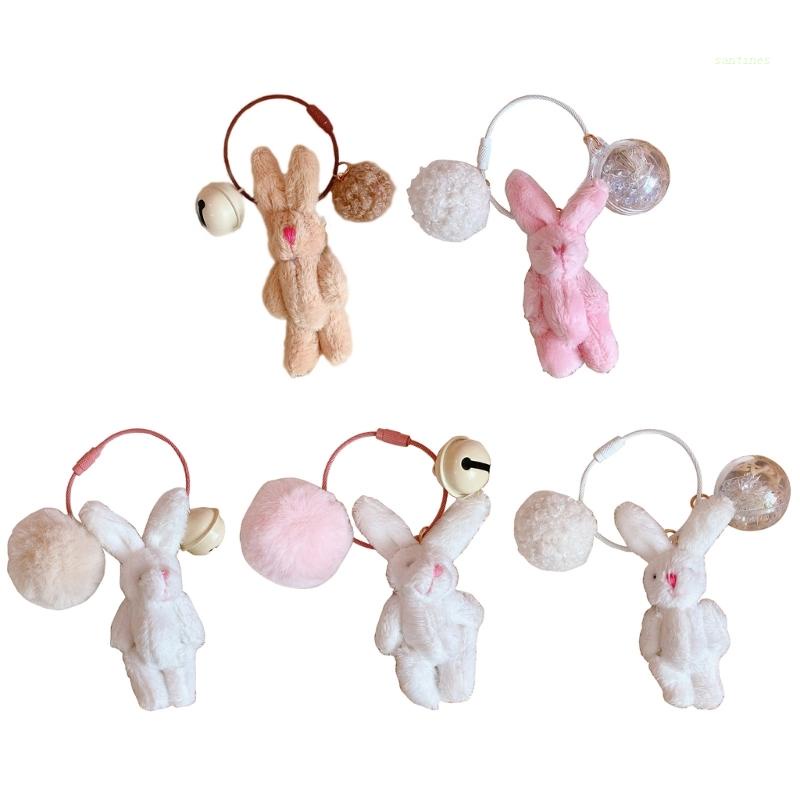 Móc Khóa Thỏ Nhồi Bông Hoạt Hình Đáng Yêu