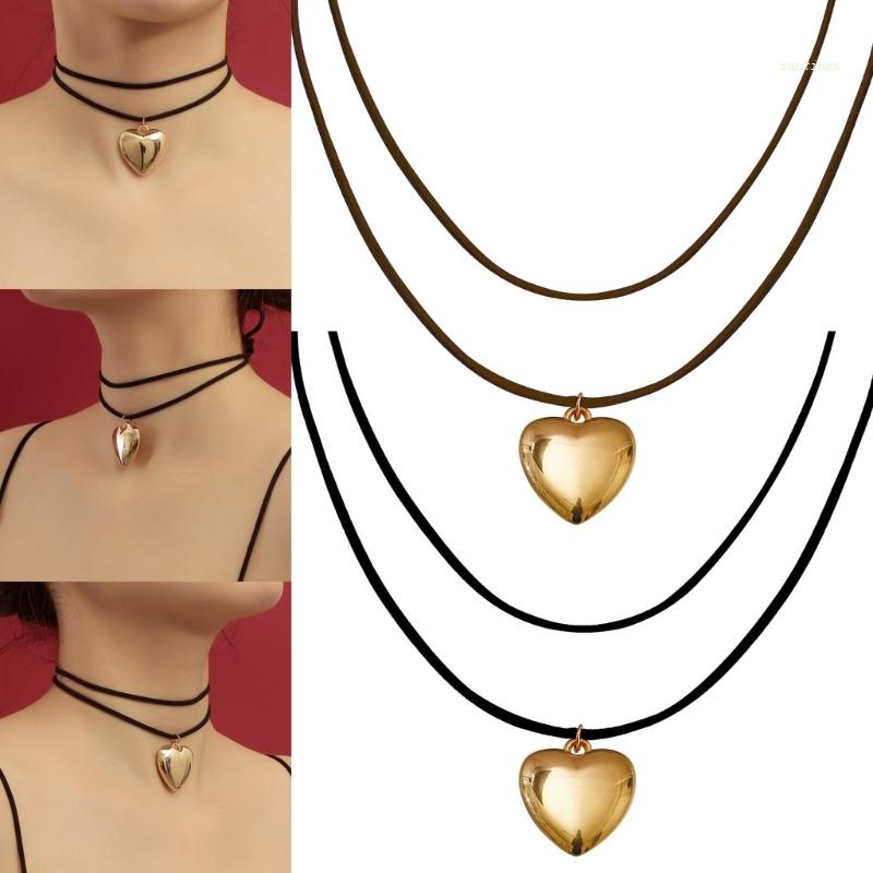 Vòng cổ Dài Mặt Hình Trái Tim Có Thể Điều Chỉnh Kích Thước