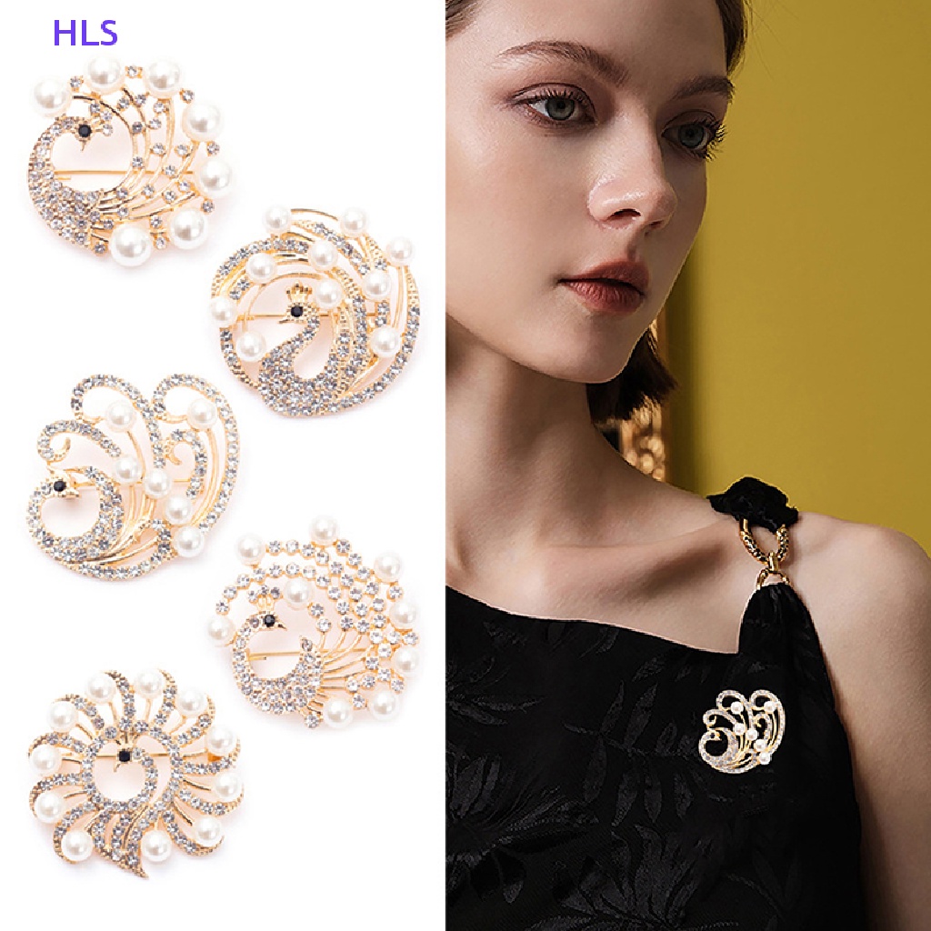 Ghim Cài Áo Hình Chim Công Đính Đá Và Ngọc Trai Nhân Tạo Thời Trang