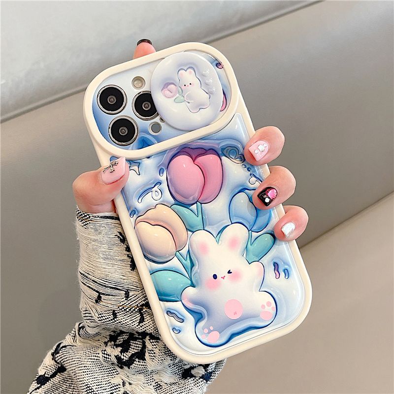 Ốp trượt cam couple Thỏ dễ thương iPhone 14 XR 13 11 12 Pro Max 8 7 6 6S Plus X Xs Max Se 2020 13 12 11 Case