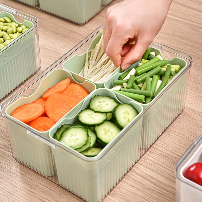 Hộp Đựng Thực Phẩm 4 Ngăn Có Nắp Siêu Tiện Lợi Dành Cho Tủ Lạnh