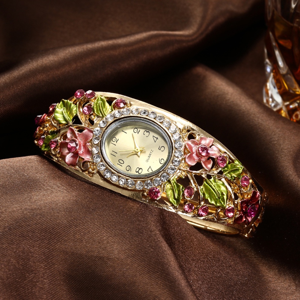 Đồng Hồ Đeo Tay Mặt Oval Đính Đá Thời Trang Dành Cho Nữ
