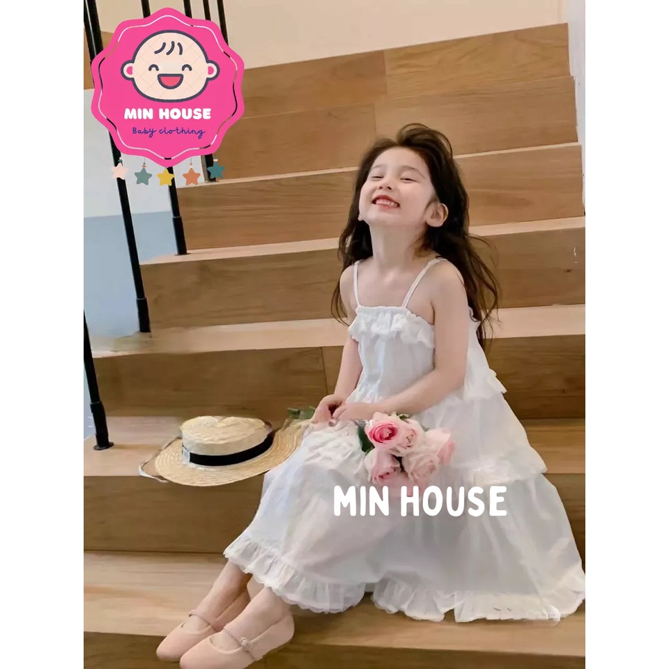 (12-20kg) Váy thô 2 dây nhiều tầng nhún bèo cho bé diện hè, đi biển, đi chơi