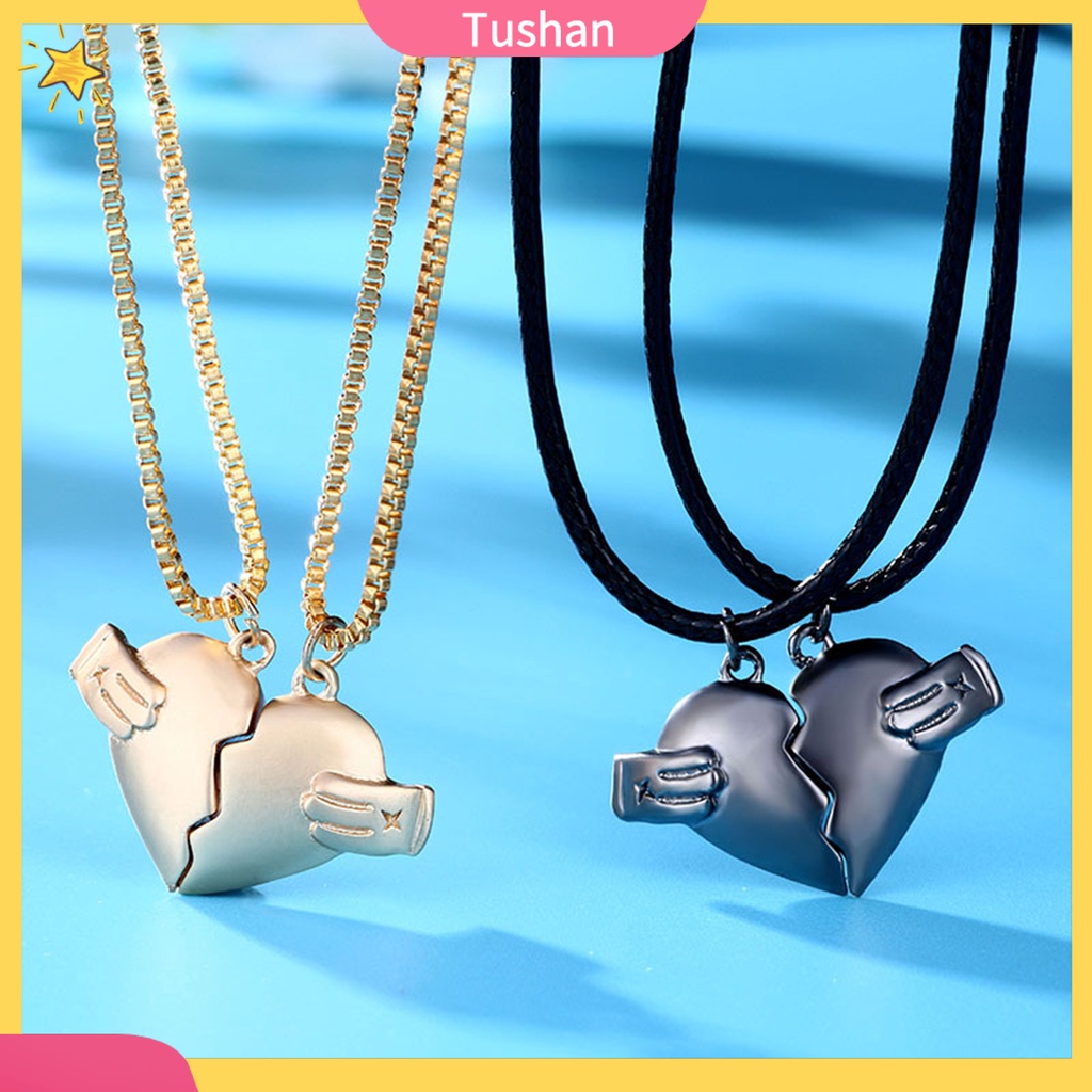 1 Cặp Vòng cổ Mặt Hình Trái Tim Bằng Hợp Kim Thoải Mái Mặc Hàng Ngày Cho Cặp Đôi