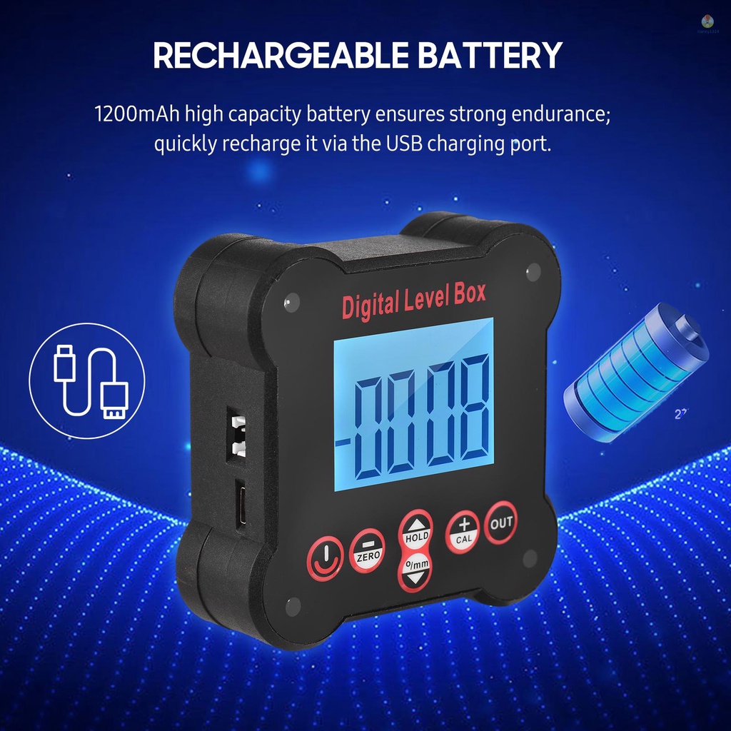 Chiết Áp Kỹ Thuật Số 4 * 90° Thước Đo Góc Kỹ Thuật Số LCD Có Đèn Nền Dùng Trong Xây Dựng / Làm Mộc