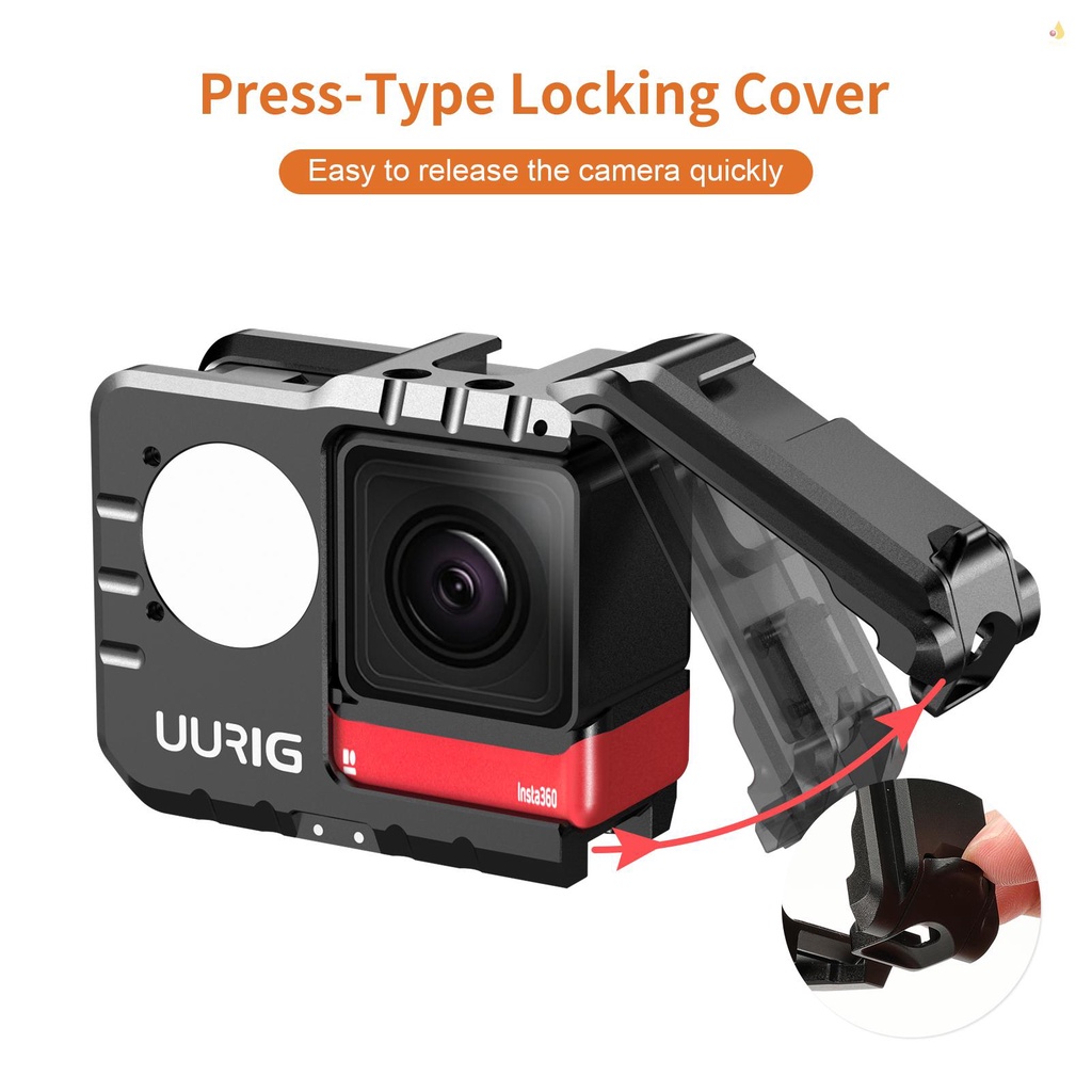Khung Bảo Vệ Máy Ảnh Urig Gắn Gương Hai Ngàm Lạnh / Đôi Thay Thế Chuyên Dụng Cho Insta360 ONE RS