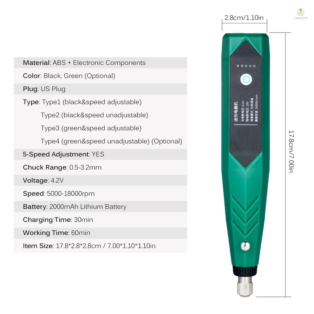 Bộ Dụng Cụ Máy Mài Điện Không Dây Mini Đa Năng 5 Tốc Độ