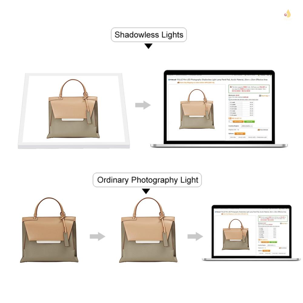 (mynivn) Hộp Đèn Led Chụp Ảnh 10 Cấp Độ Sáng Điều Chỉnh Được PULUZ 25cm Gấp Lại Được + Đệm Đèn Không Bóng