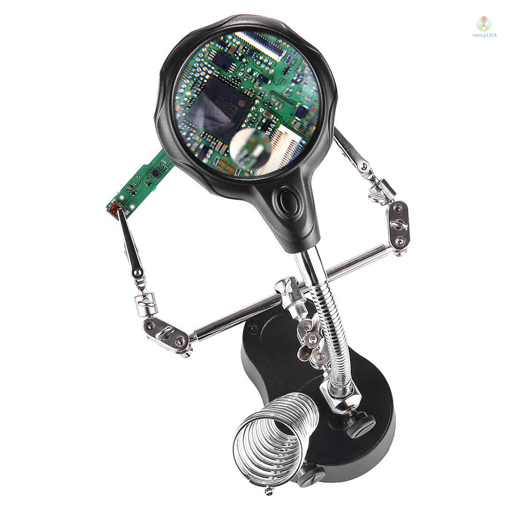 Đèn LED Phóng Đại 3.5x 12X Có Kẹp Gắn Bàn Làm Việc Có Thể Điều Chỉnh Màu Đen